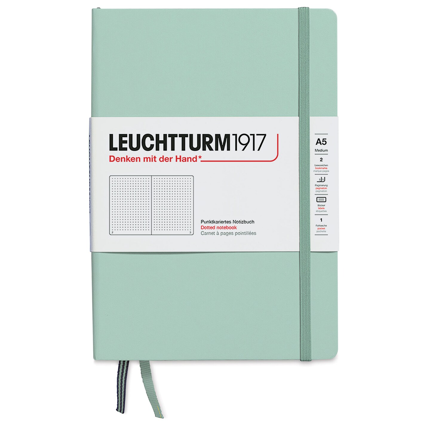 Leuchtturm1917 Dotted Hardbound Notebook - Mint Green, 5-3/4&#x22; x 8-1/4&#x22;