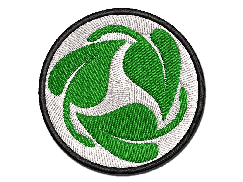 Three Leaves Circle Recycle Pattern Multi-Color Embroidered Iron-On or Hook &#x26; Loop Patch Applique