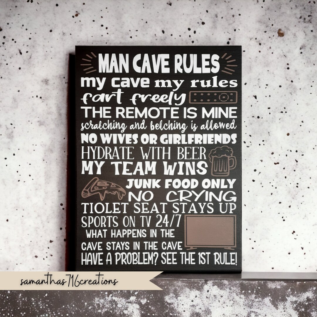Man Cave Rules Canvas Painting Subway Word Art
