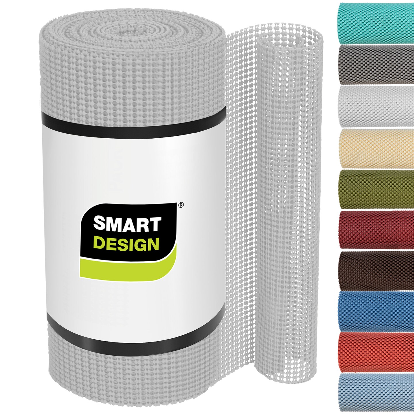 Smart Design Premium Grip Shelf Liner - 18 Inch x 8 Feet - Cool Gray
