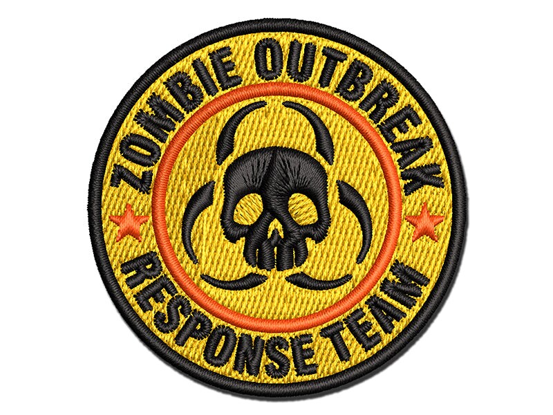 Zombie Outbreak Response Team Skull Multi-Color Embroidered Iron-On or Hook &#x26; Loop Patch Applique