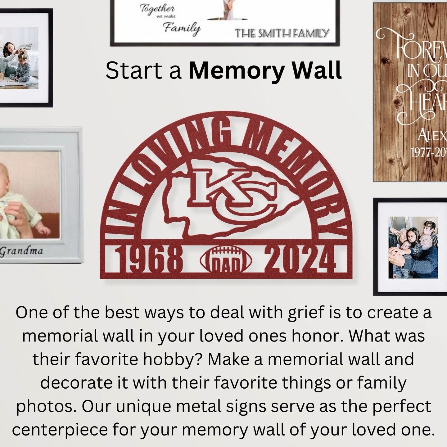 Personalized Kansas City Chiefs Football Memorial Gift: A Sympathy Gift for Loss of a Beloved Red Coater product 2