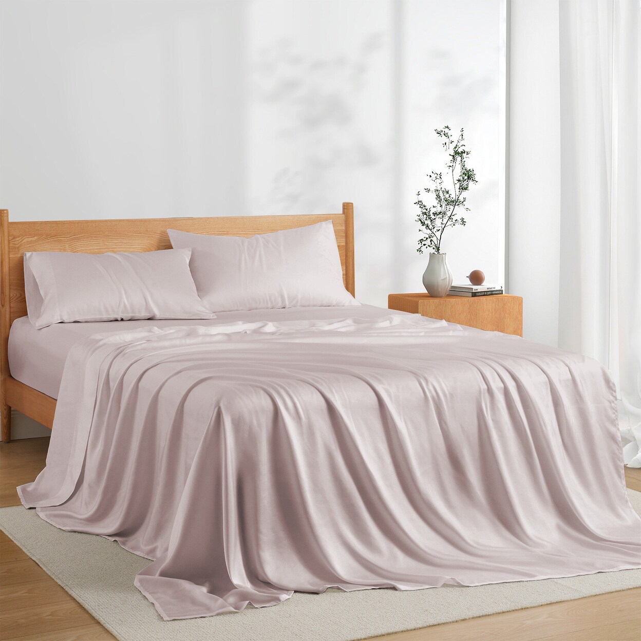 Tencel Lyocell Sheet Set Cooling Soft Breathable Eco-Friendly Twin Full Queen King