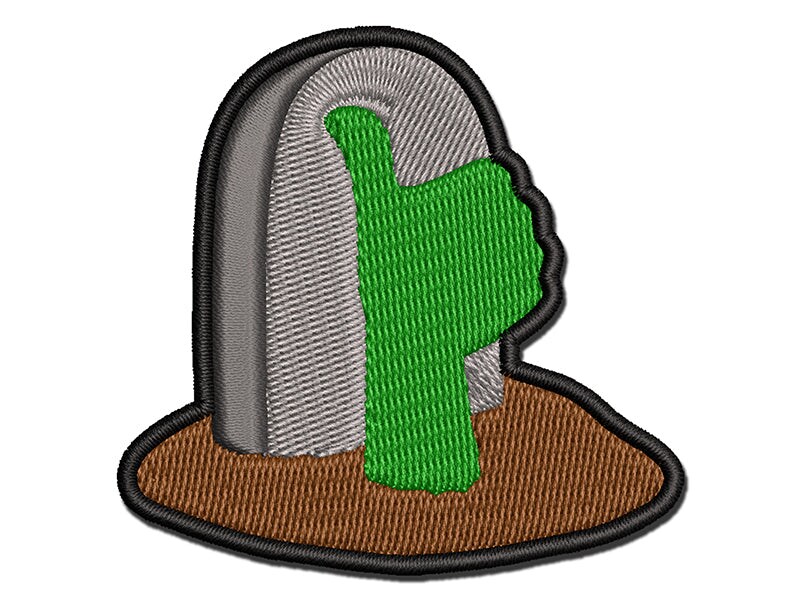 Zombie Thumbs Up Tombstone Grave Multi-Color Embroidered Iron-On or Hook &#x26; Loop Patch Applique
