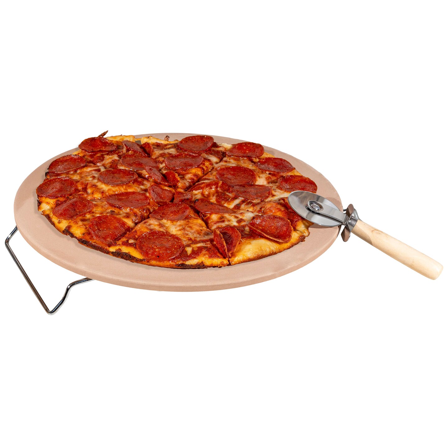 Pizza Stone - 15-Inch Pizza Stone For Oven Or Grill With Pizza Cutter And
