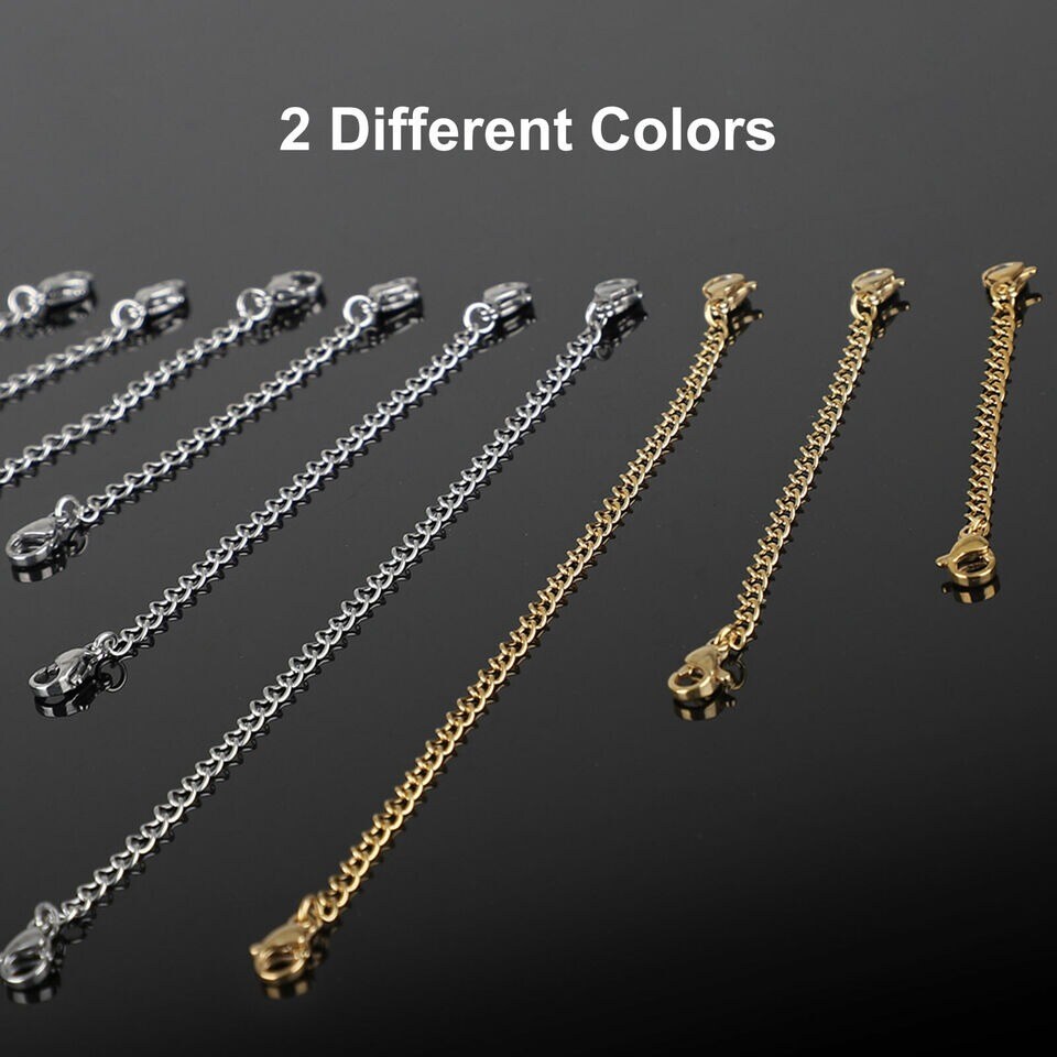 12X Extender Safety Chain Jewelry Necklace Bracelet Lobster Lock Stainless Steel