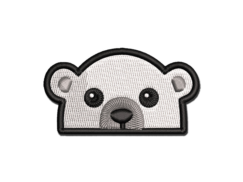 Peeking Polar Bear Multi-Color Embroidered Iron-On or Hook &#x26; Loop Patch Applique