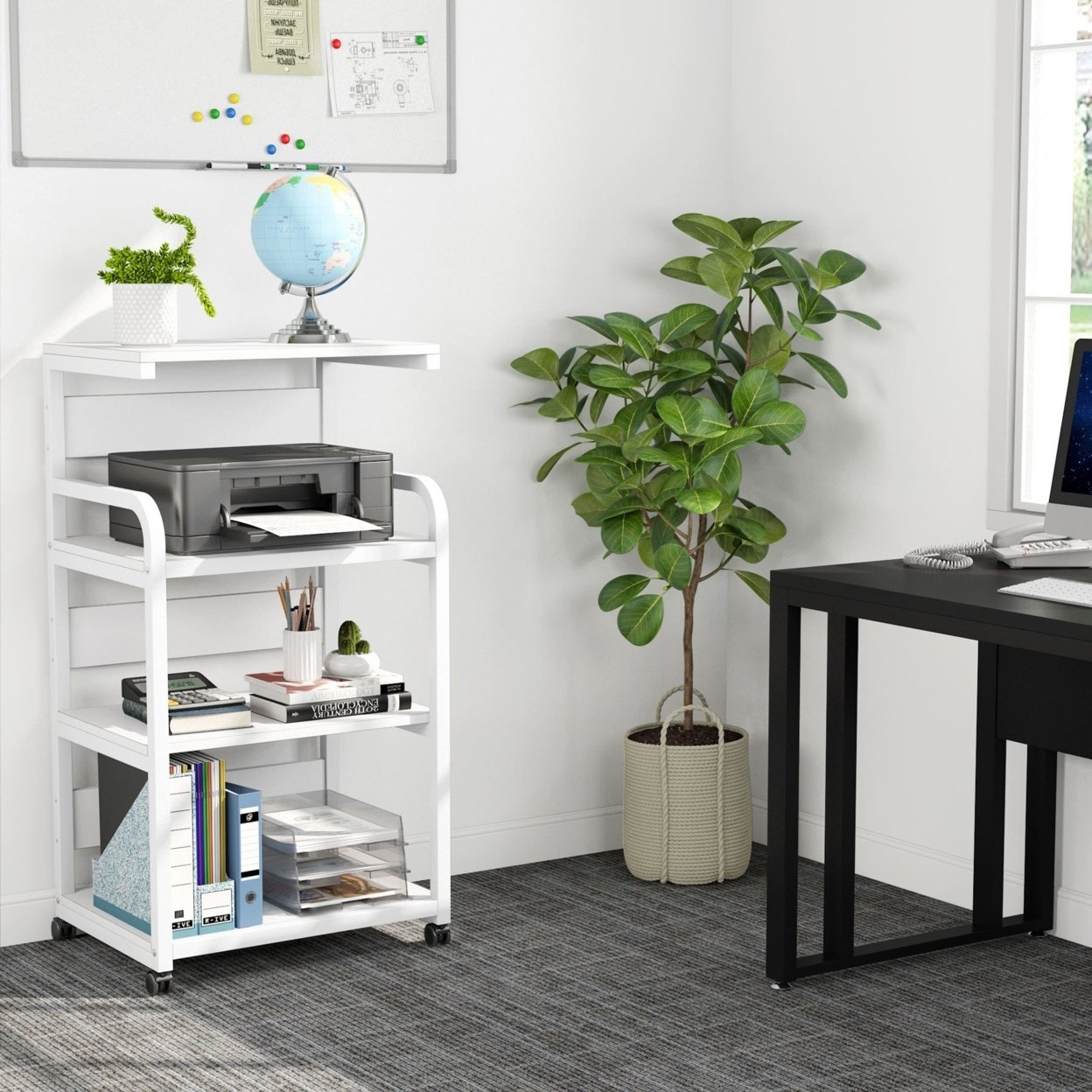 Tribesigns 4-Shelf Mobile Printer Stand with Storage Shelves