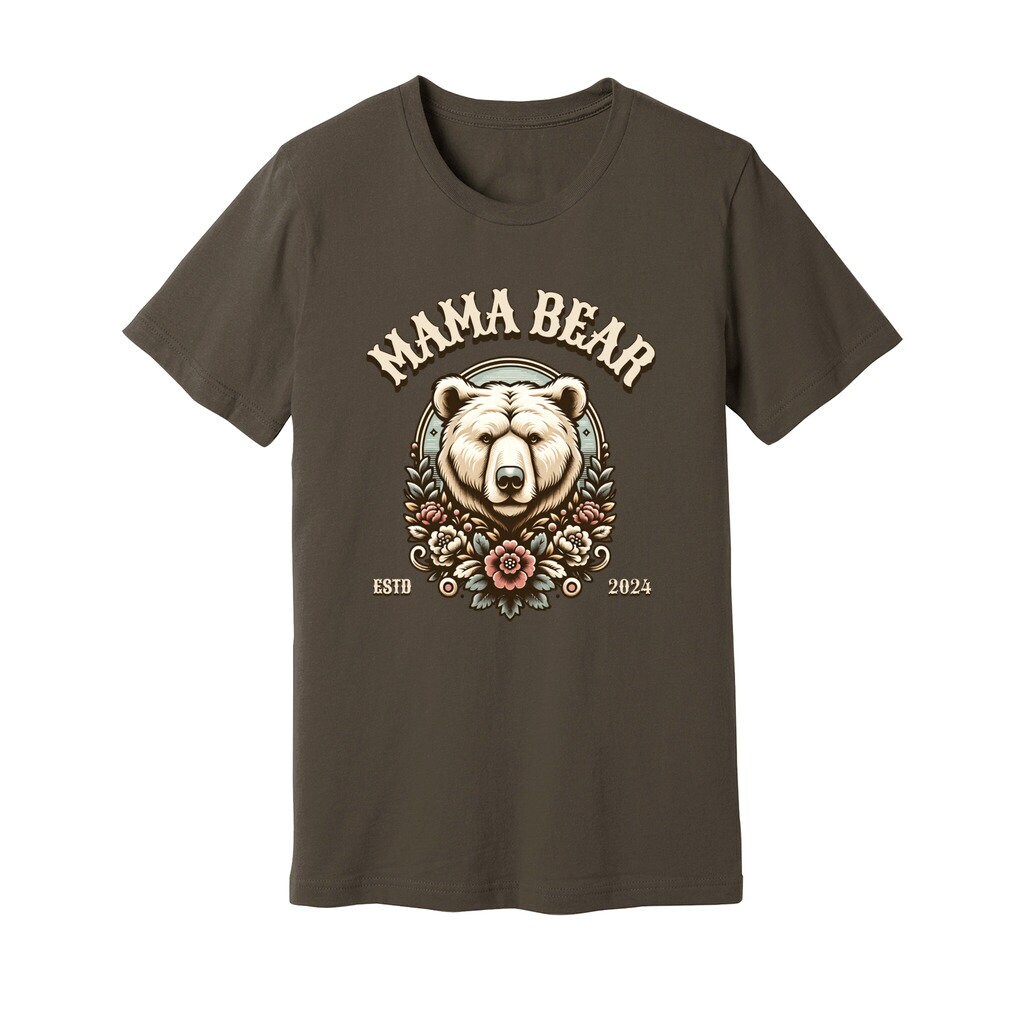 Mama Bear T-Shirt | Floral Bear Illustration | Cute Motherhood Gift Shirt | Customizable Est. [Year]
