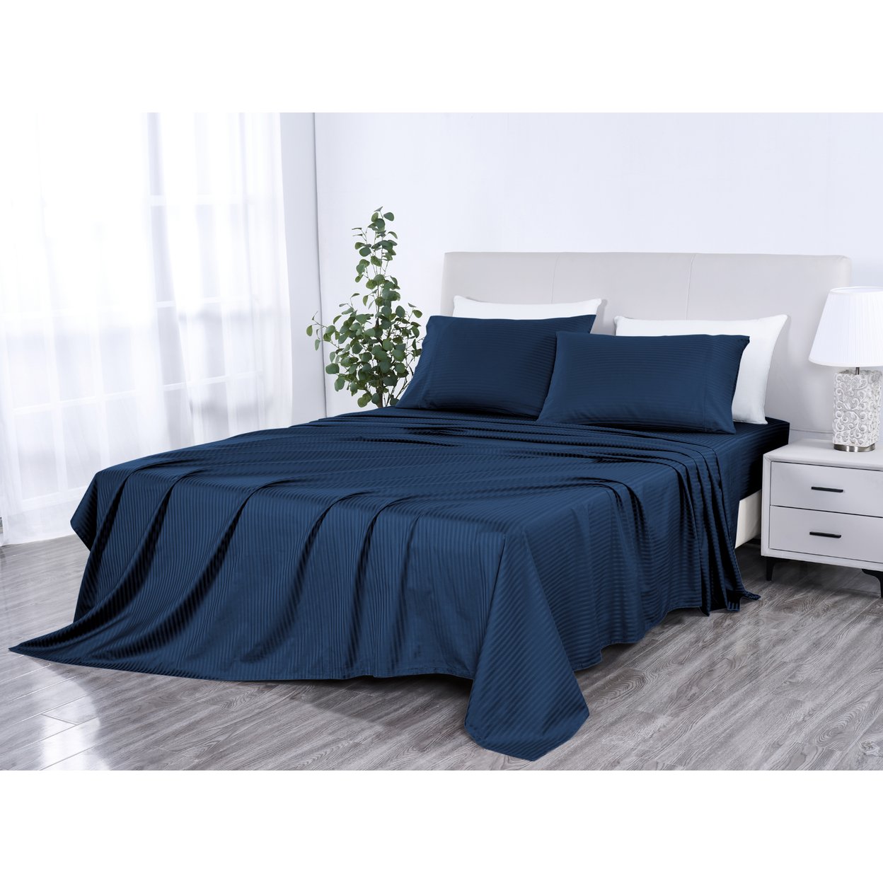 Kathy Ireland 1000Tc Egyptian Cotton Sheet Set King Size Gray Luxury Home