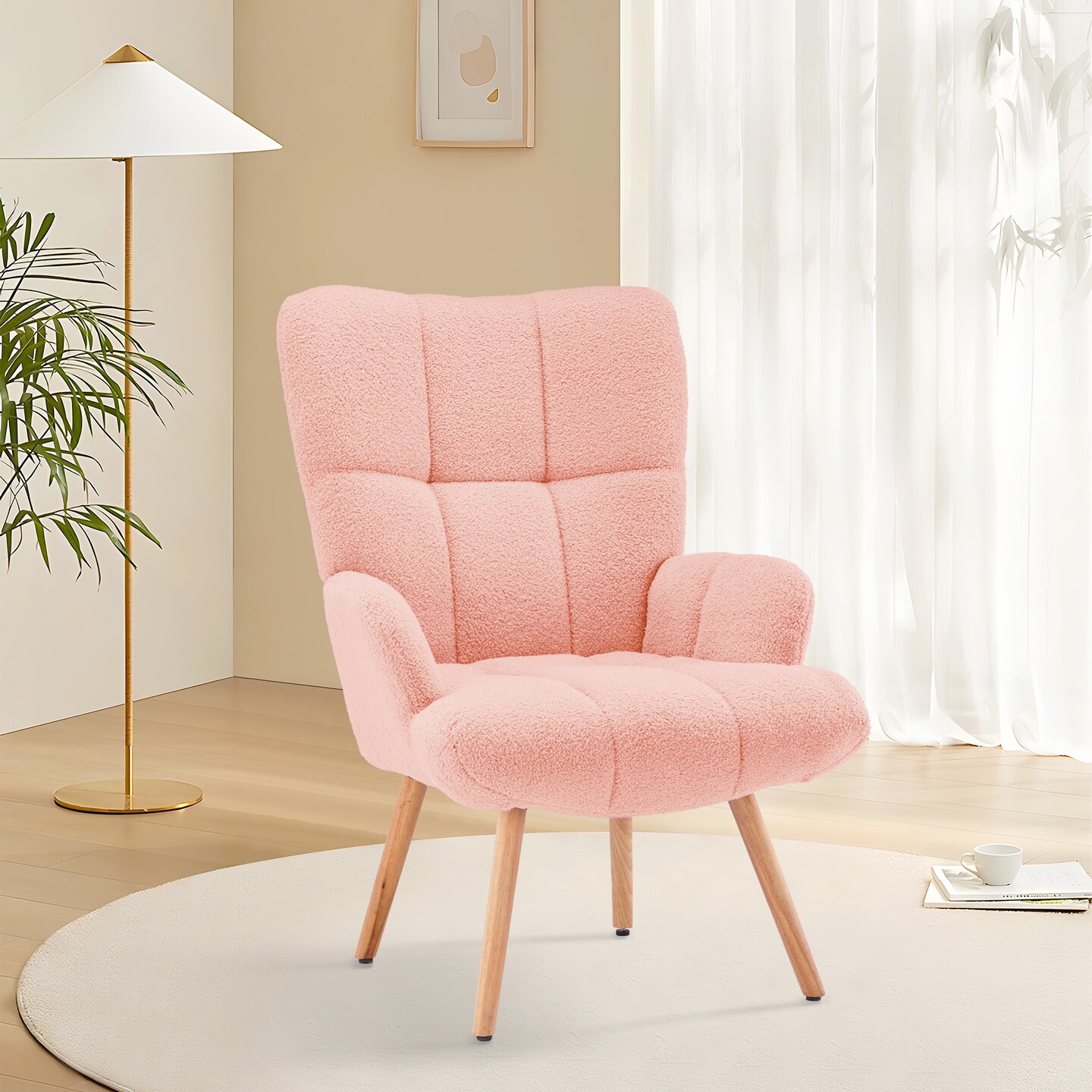 Mordern Accent Chair Upholstered High Back Comfy Living Room Chair Wingback