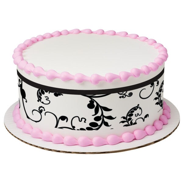 Black Scroll Edible Cake Topper Image Strips