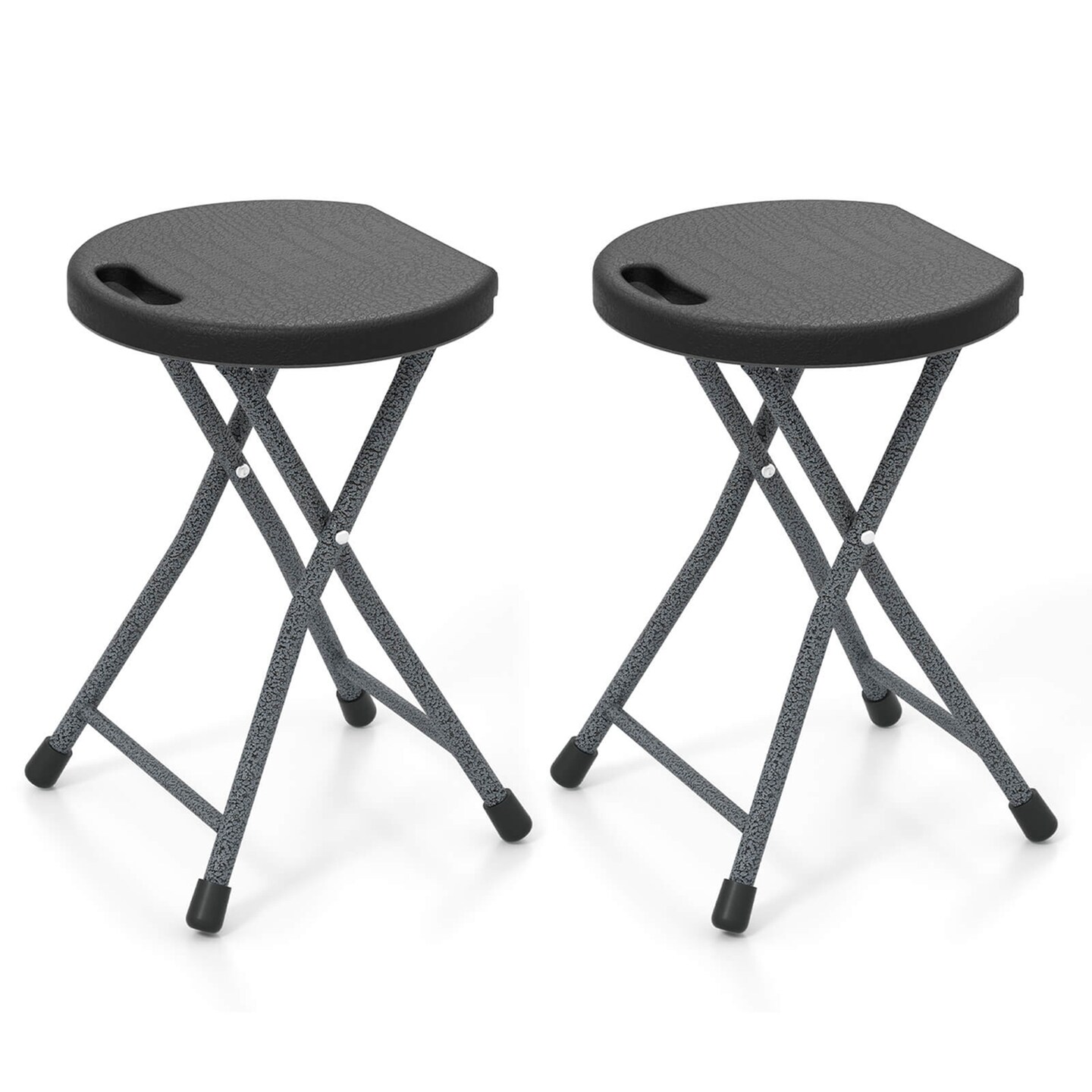 Costway 1/2 PCS 18&#x22;H  Folding Stool Portable &#x26; Foldable Camping Chair with Built-in Handle Black