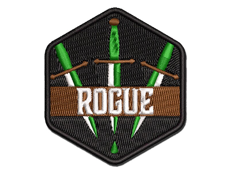 RPG Class Rogue Daggers Games Fantasy Gaming Multi-Color Embroidered Iron-On or Hook &#x26; Loop Patch Applique