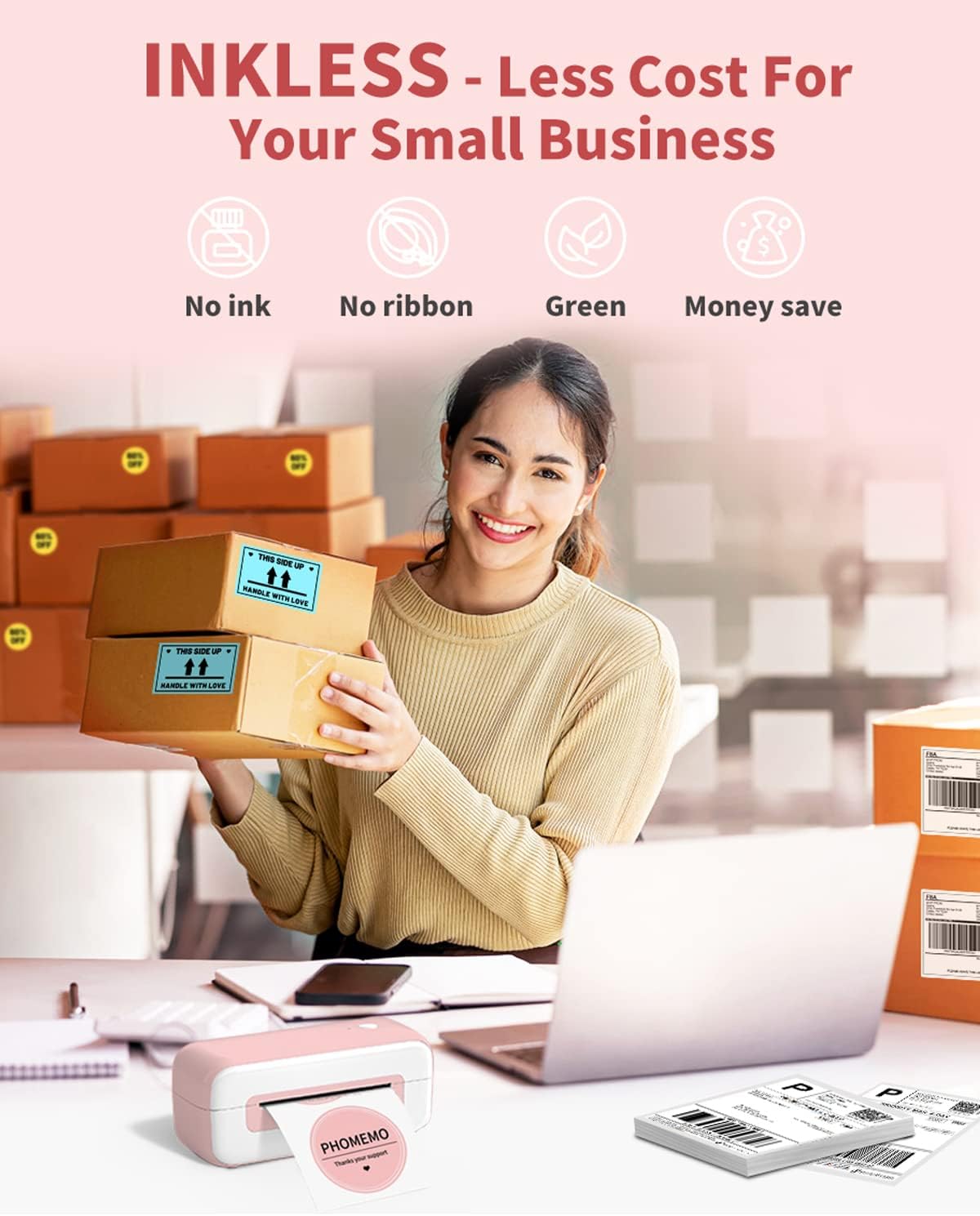 Phomemo® - Label Printer for Shipping Packages | B246D - Thermal 4x6" Your Printing Companion