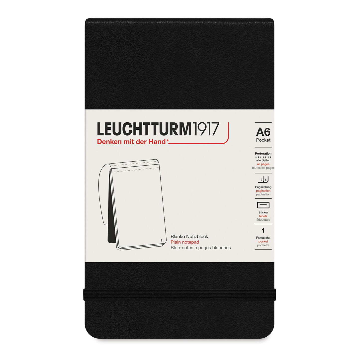 Leuchtturm1917 Pocket Notepad - Black, Blank, 3-1/2&#x22; x 6&#x22;