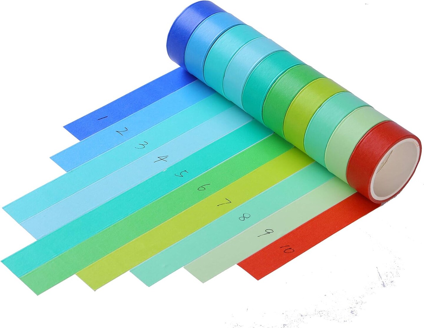 30 Rolls Washi Masking Tape Set, 15mm Wide Colorful Rainbow, Decorative Writable Craft Tape for DIY Scrapbook Designs