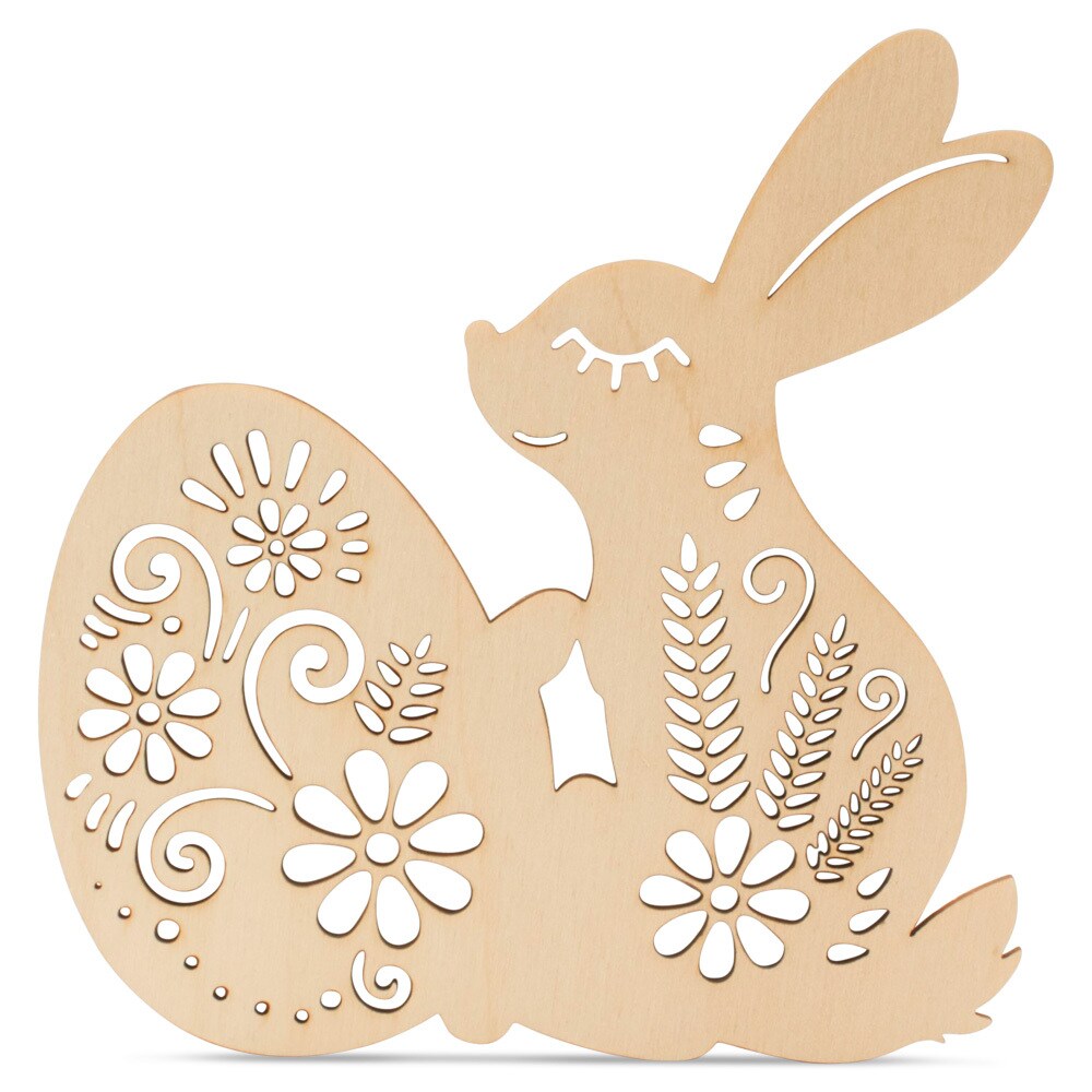 Wooden Bunny Cutout Holding Easter Egg 4&#x22;-24&#x201D;, 1/8&#x22; Thick&#xA0;|Woodpeckers