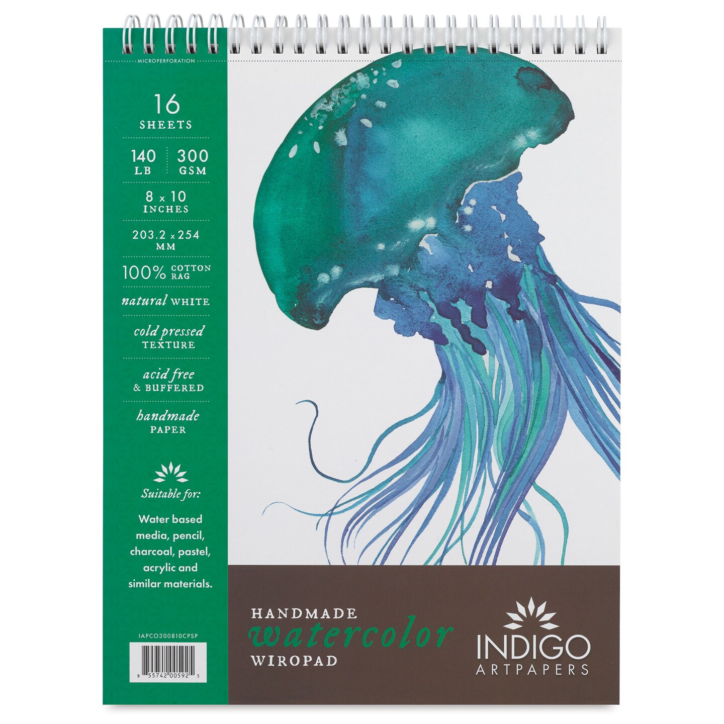 Indigo Artpapers Watercolor Wiropad - 8&#x22; x 10&#x22;, 16 Sheets