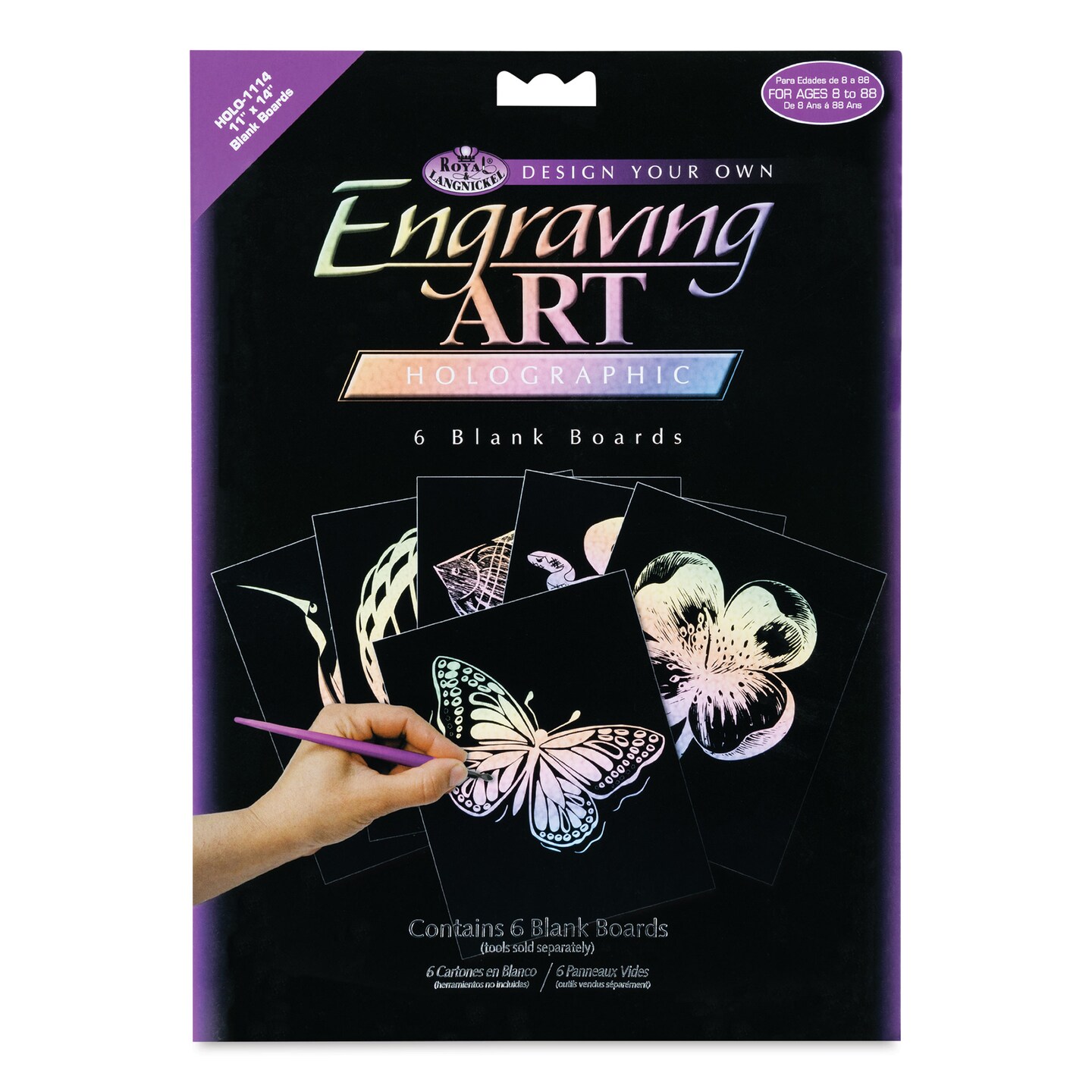 Royal &#x26; Langnickel Engraving Art Blank Board - Holographic Foil, 11&#x22; x 14&#x22;, Pkg of 6