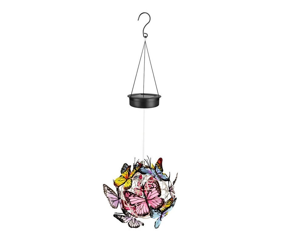 Solar Powered Hanging Butterfly Wind Chime Light Lantern Outdoor Lamp Waterproof