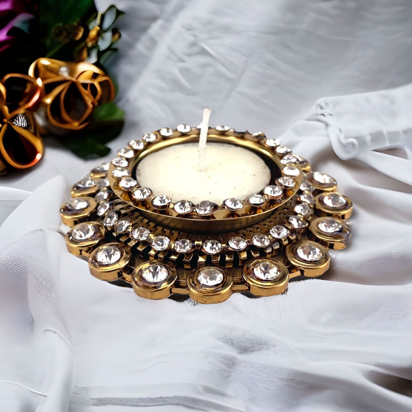 Candle Holder T-light Holder Candle Stand Tealight Diwali Diya Holders For Indian Festival Decorations Lighting Accessories Navratri Varalaxmi Wedding Pooja Home New Year Decor