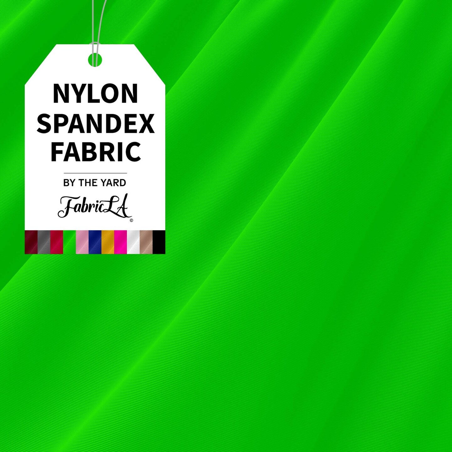 FabricLA | Nylon Spandex | 4 Way Stretch | Swimwear Tricot Fabric | Neon Green | Half-Yard