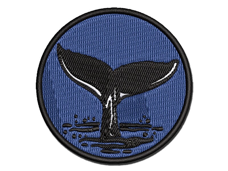 Whale Tail Multi-Color Embroidered Iron-On or Hook &#x26; Loop Patch Applique