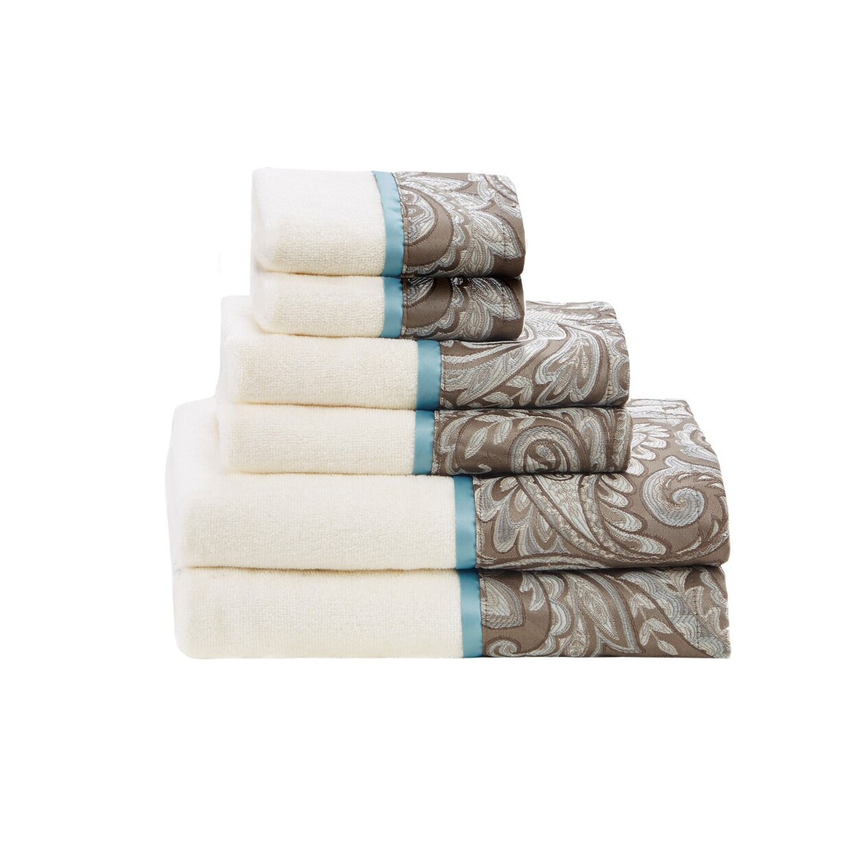 Gracie Mills Thornton 6-Piece Cotton Terry Jacquard Towel Set 550 Gsm - Grace-9869