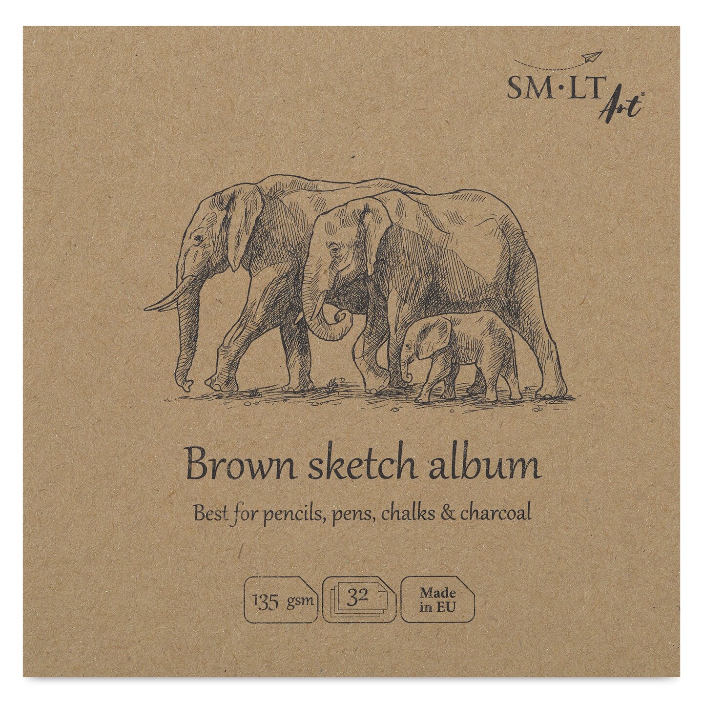 SMLT Art Layflat Recycled Brown Sketch Pad - 5-1/2&#x22; x 5-1/2&#x22;, 32 Sheets