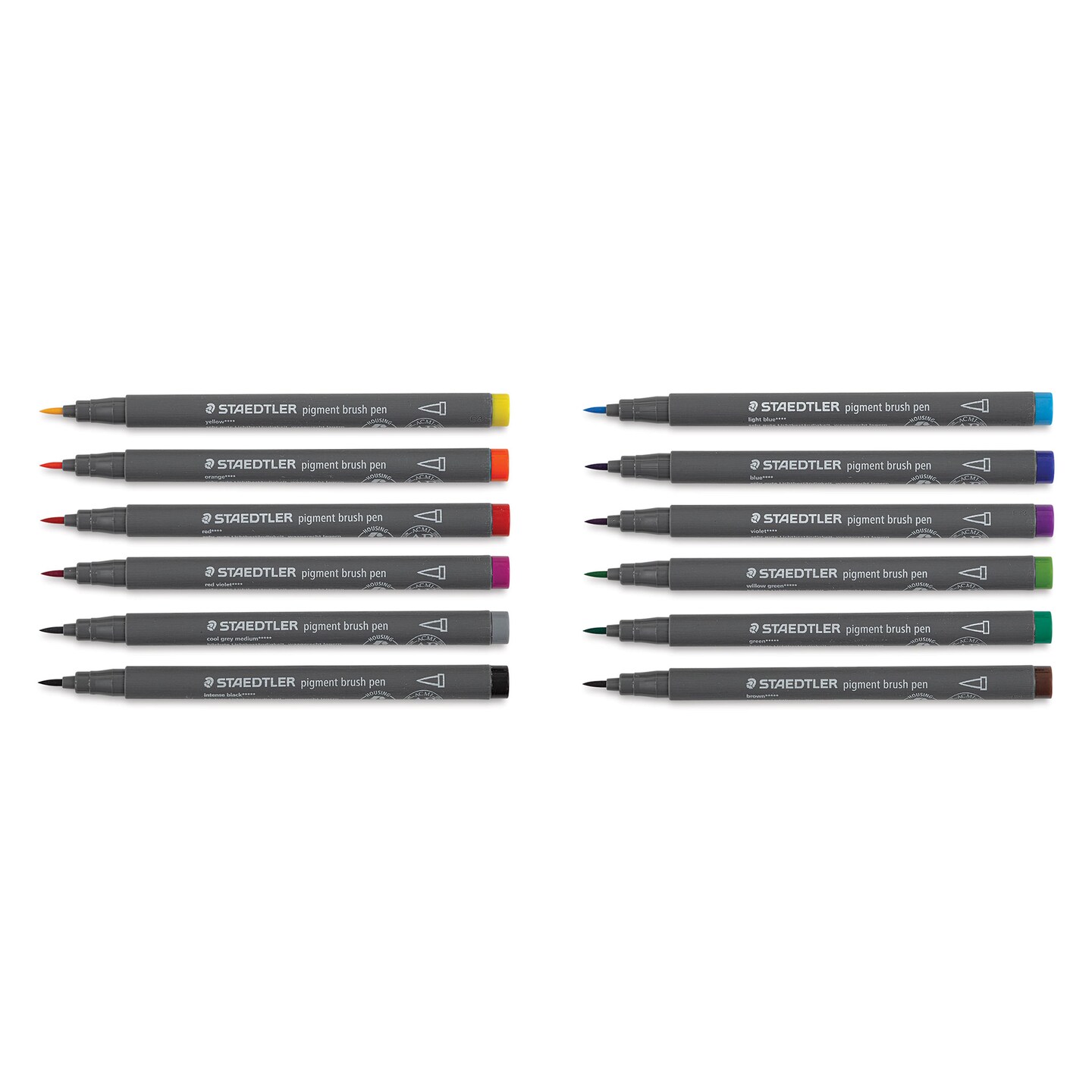 Staedtler Pigment Arts Brush Pens - Basic Colors, Set of 12