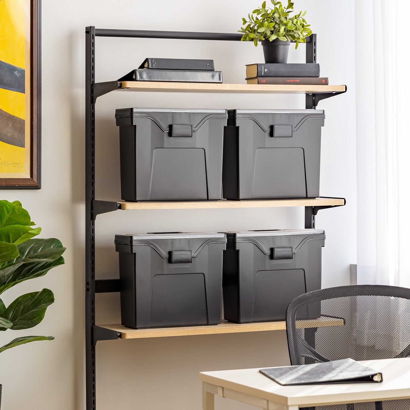 IRIS USA Portable Letter Size File Box with Handle for Hanging Folders