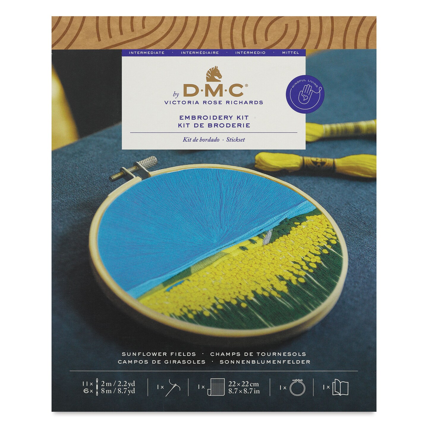 DMC The Designer Collection Embroidery Kits - &#x201C;Sunflower Fields&#x201D; by Victoria Rose Richards, Intermediate