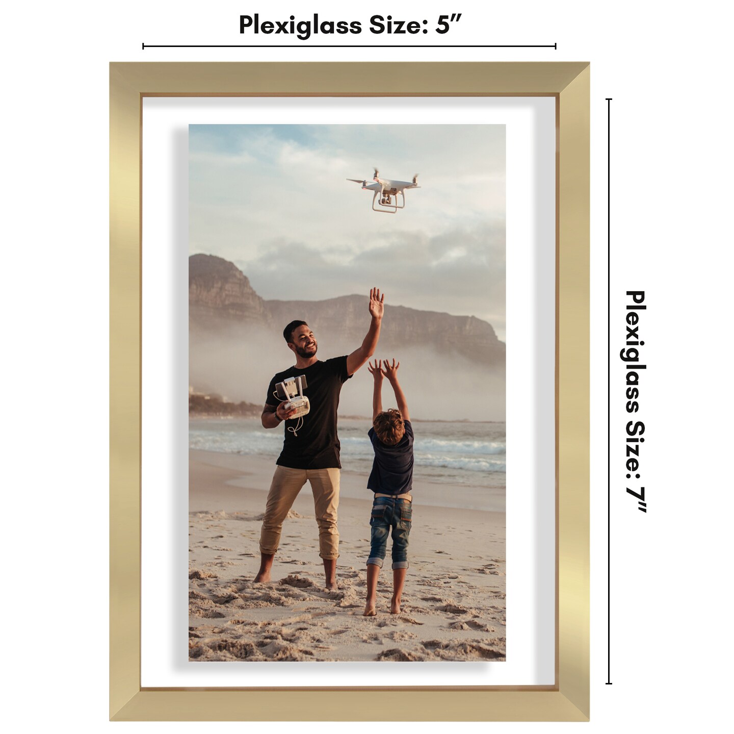 Americanflat Floating Aluminum Picture Frame - Sleek Aluminum Photo Frame for Wall Display - Black Metal Molded Frame - Shatter Resistant Glass - Hanging Hardware