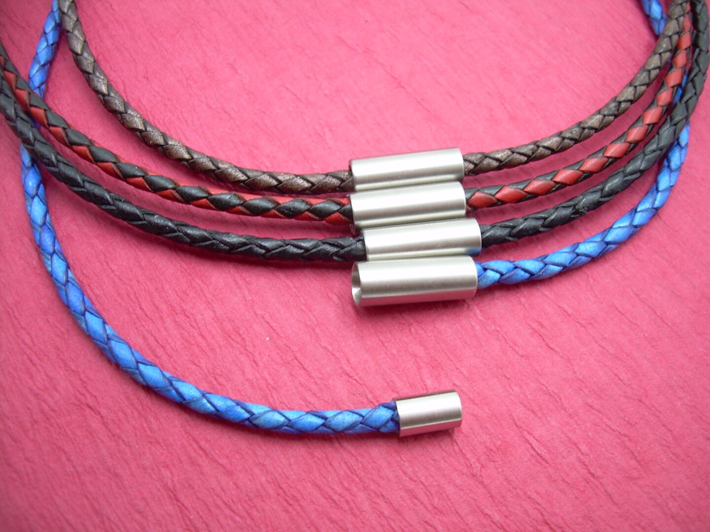 Cross Pendant Necklace, Thin Leather Necklace, Braided Leather