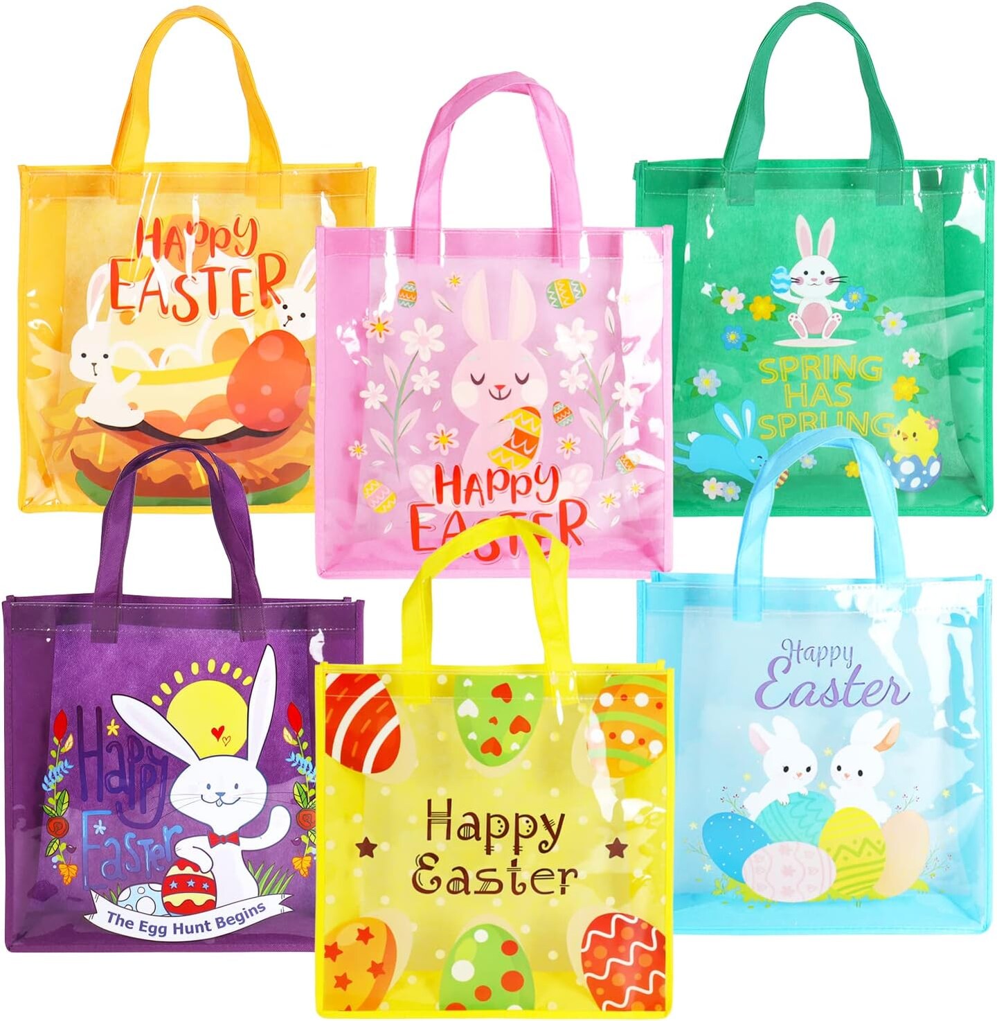 Happy Bunny Decorated Treat Bags 6 Pcs