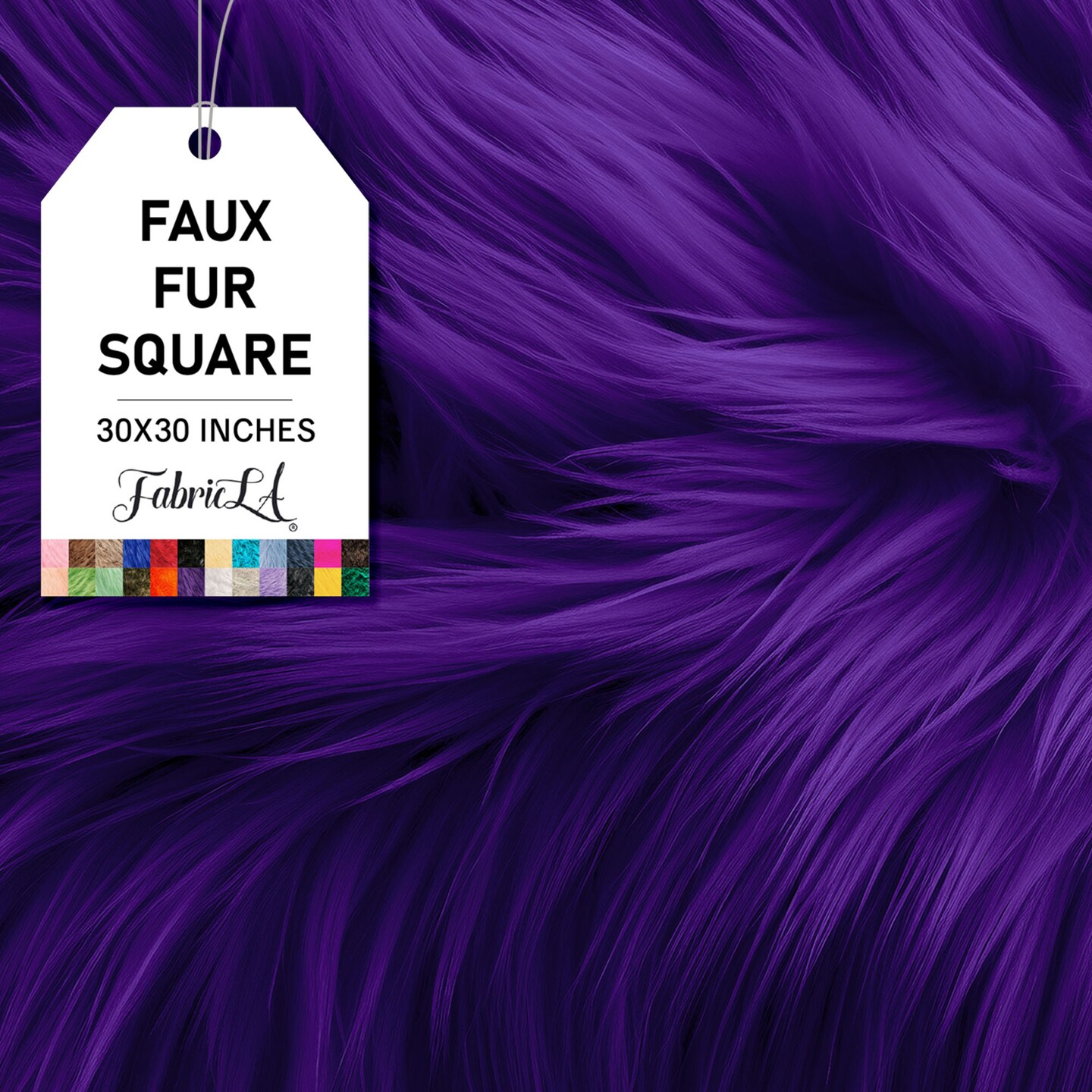 FabricLA | Faux Fur Fabric Square | 30&#x22; X 30&#x22; Inch Wide Pre-Cut Shaggy | Fake Fur Fabric | DIY, Craft Fur Decoration, Fashion Accessory, Hobby | Purple