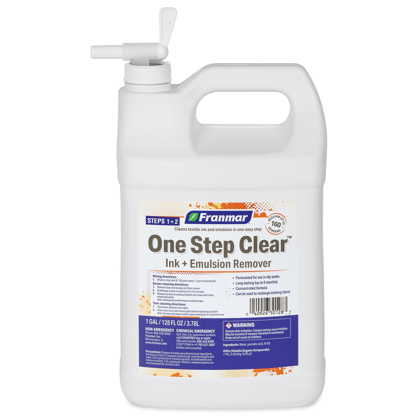 Franmar One Step Clear Ink and Emulsion Remover - Gallon