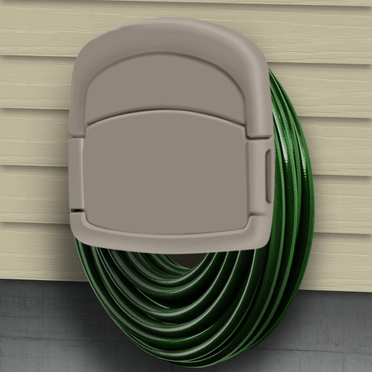 Wall Mounted Garden Hose Storage Caddy 150 Foot Capacity Durable Plastic Outdoor