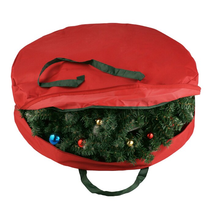 Elf Stor Canvas Christmas Wreath Storage Bag 30 Inch Heavy Duty Zipper Green