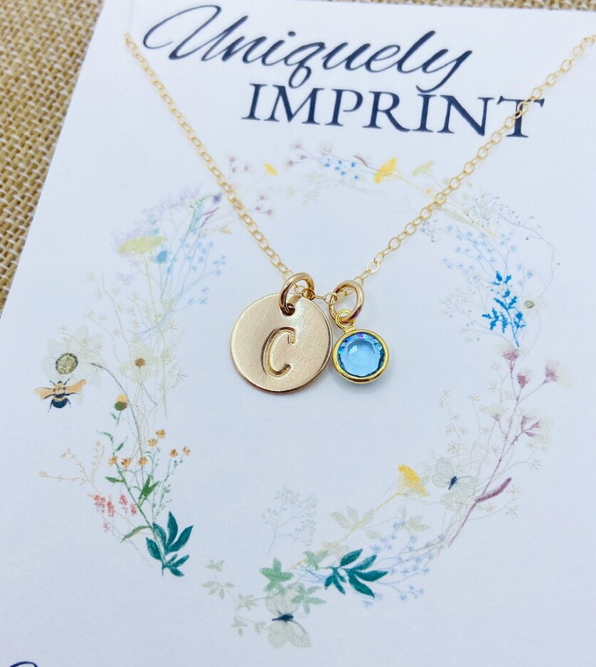 Gold Initial Birthstone Necklace, Initial Necklace, Mom Necklace, Simple  Initial MakerPlace by Michaels