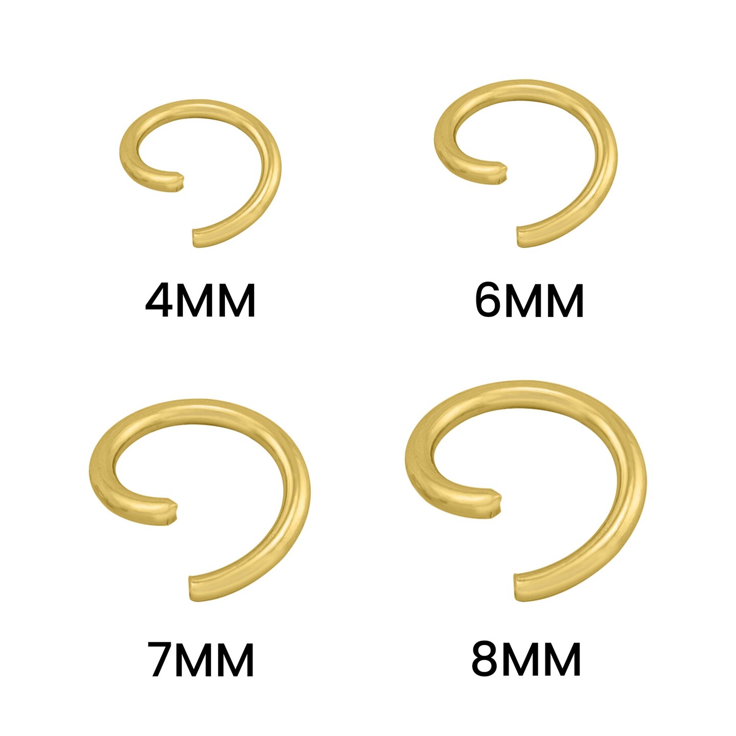 Stainless Steel 18K Gold PVD Coated Saw Cut Jump Rings 100 Pack