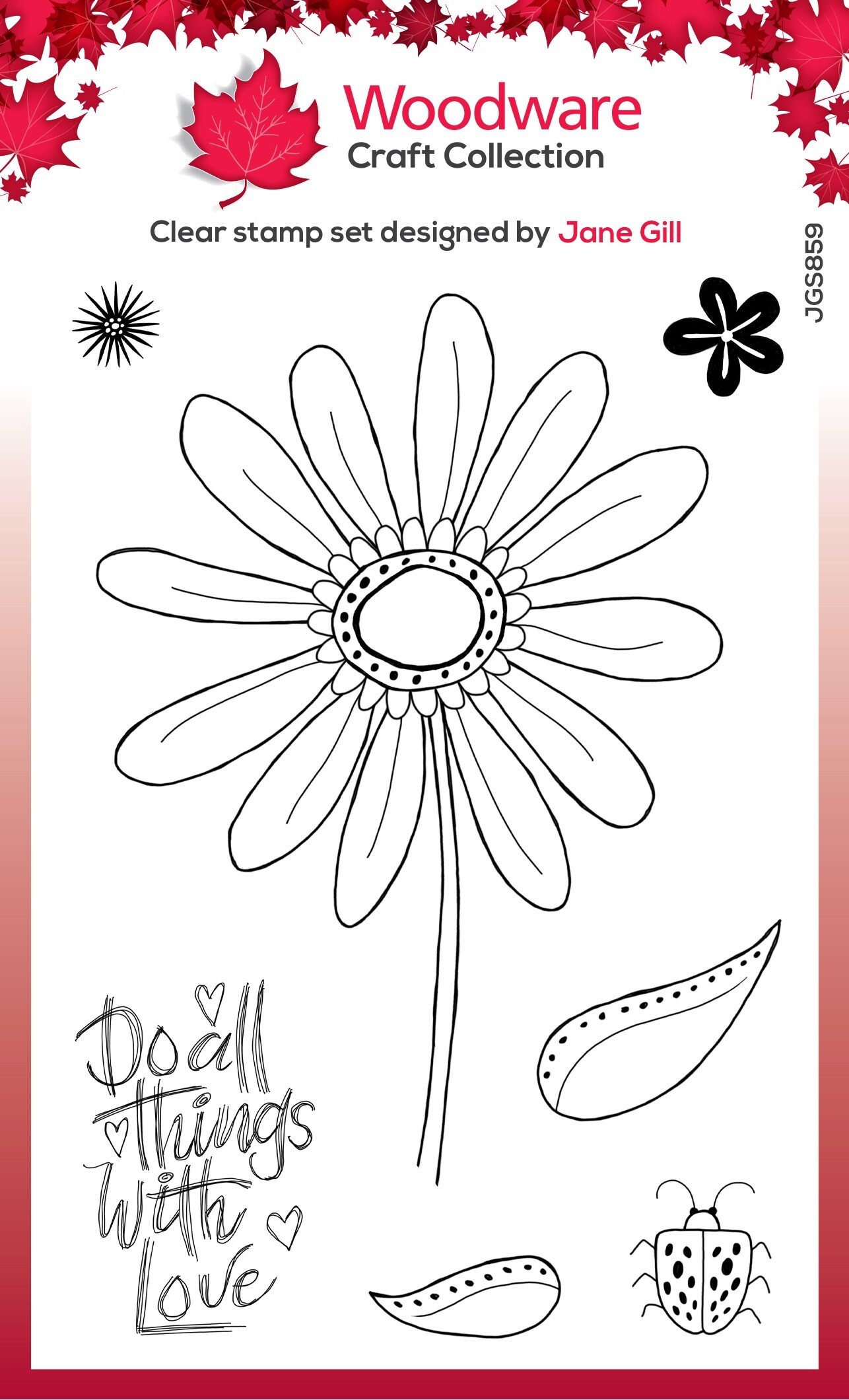 Woodware Clear stamps 4&#x22;X6&#x22;-Singles Petal Doodles With Love