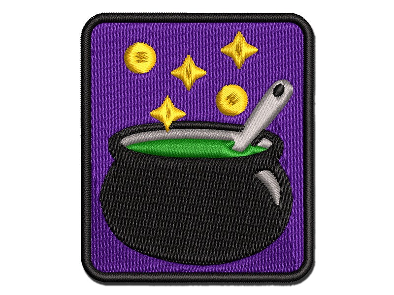 Witchs Bubbling Cauldron Magic Halloween Multi Color Embroidered Iron On Or Hook And Loop Patch 7047