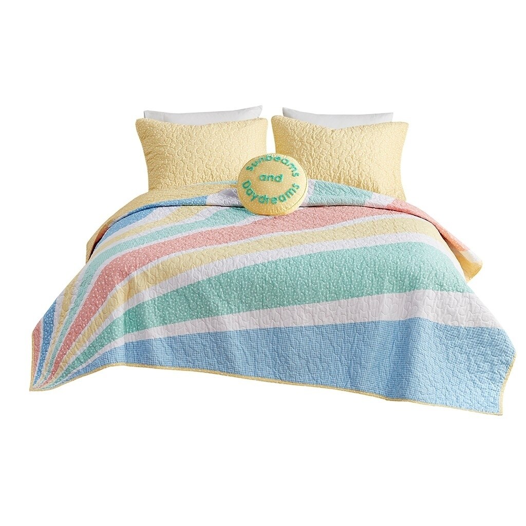 Gracie Mills   Arianell Vibrant Rainbow Sunburst Reversible Cotton Comforter Set - GRACE-14036