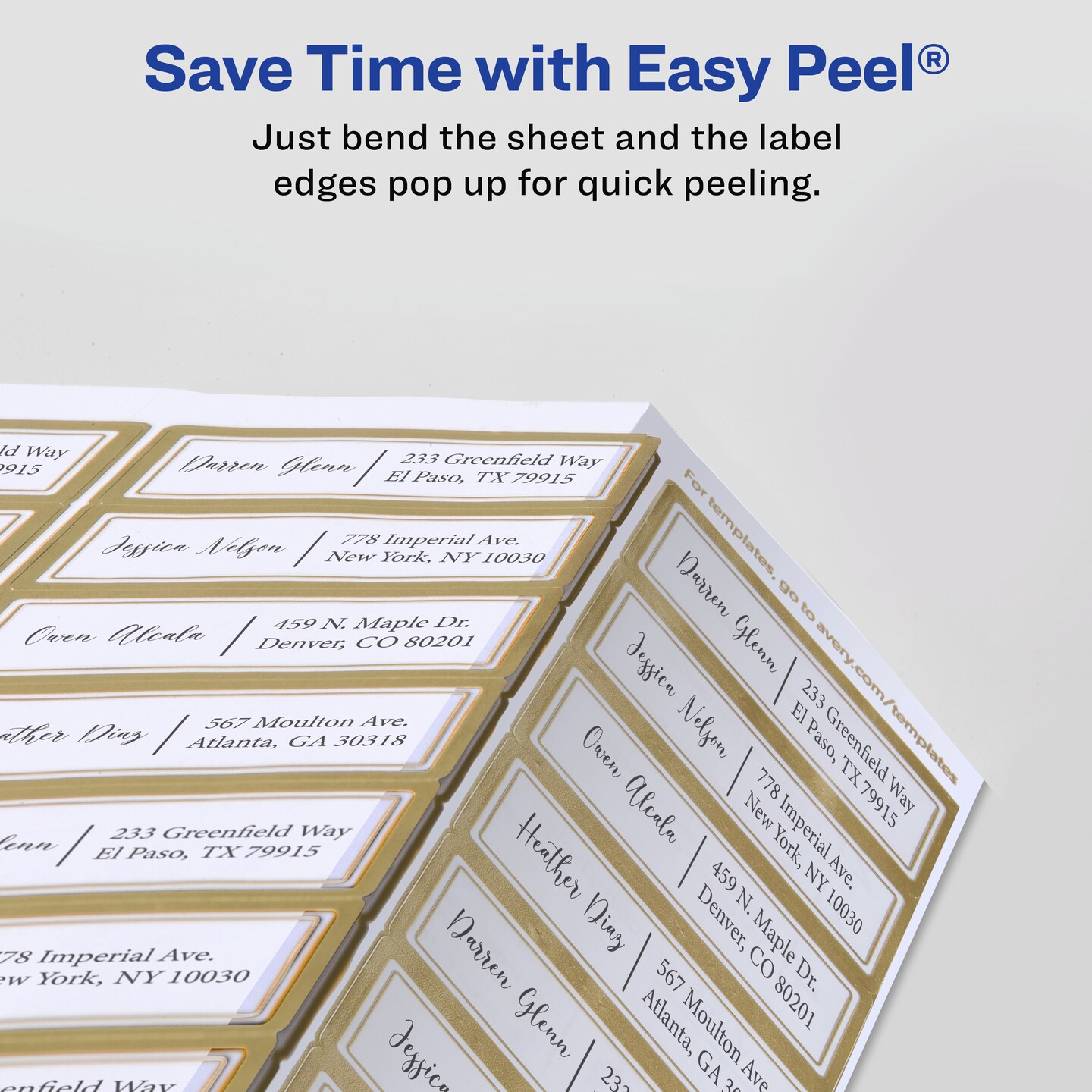 Avery Glossy Clear Labels with Metallic Gold Label Borders, 1" x 2-5/8" Rectangle Labels, 180 Total, Laser/Inkjet Printable Labels (6550)