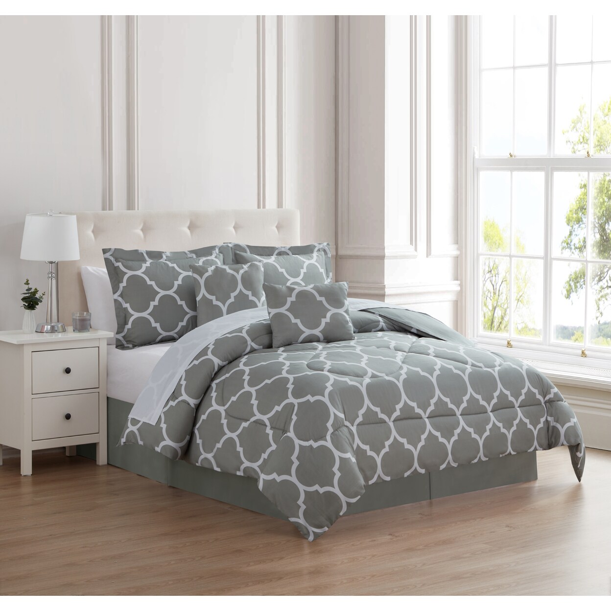 Kathy Ireland 6 Piece Trellis Comforter Set Oversized Microfiber Queen King Size