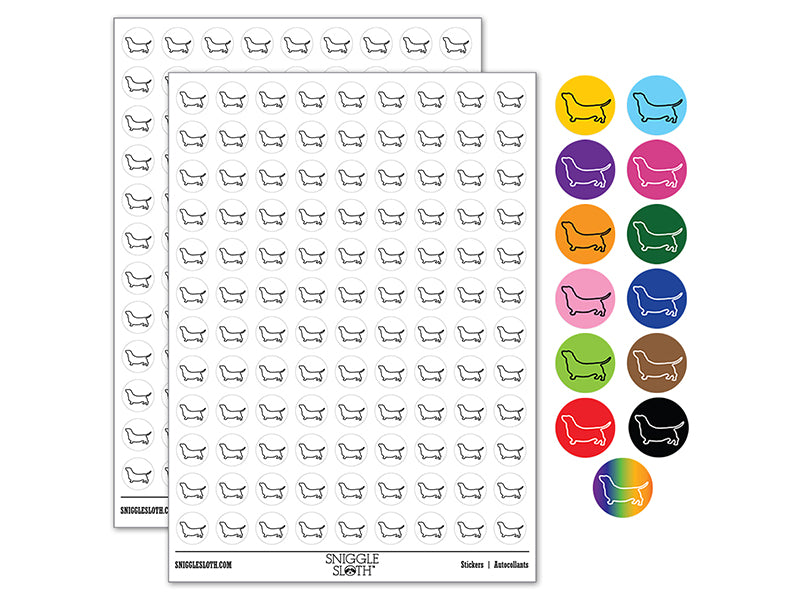 Basset Hound Dog Outline 200+ 0.50&#x22; Round Stickers