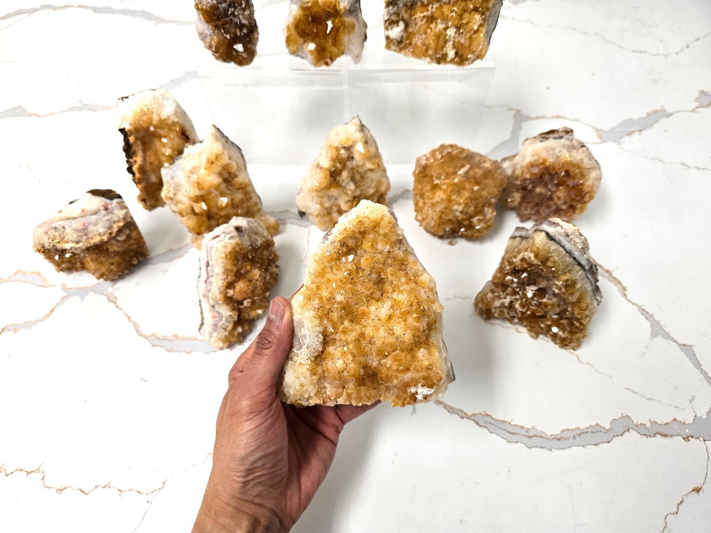 Citrine Crystal Cut Base Free Standing Geode for Display & Healing