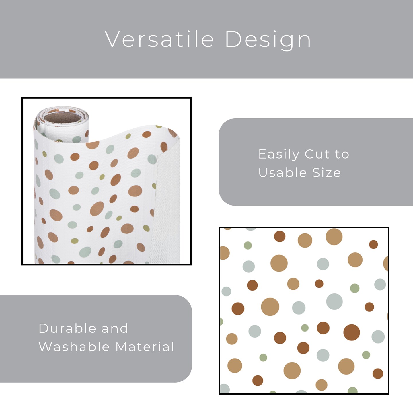 Smart Design Bonded Grip Shelf Liner - 12 Inch x 10 Feet - Dizzy Dots